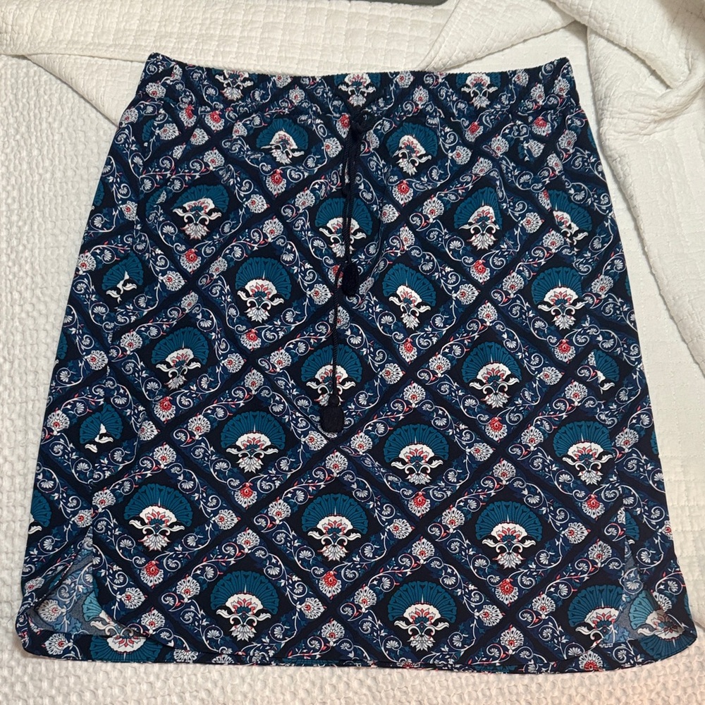 LOFT Navy and White Patterned Mini Skirt